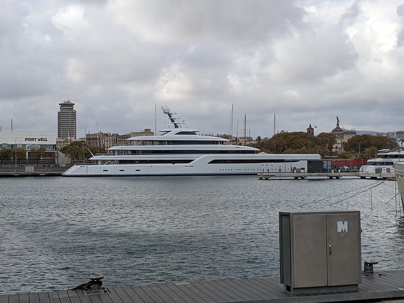 Mega yacht in the port of Barcelona