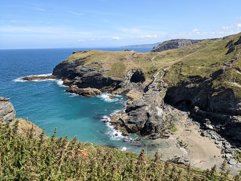 Looking down at the small cove below Tintagel castle