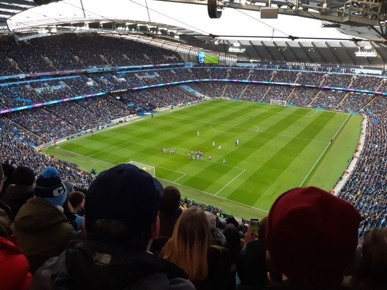 View of the pitch, from the top back of the Football stadium