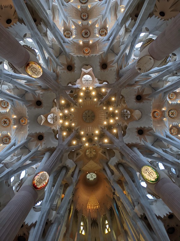 Looking up at the ceiling