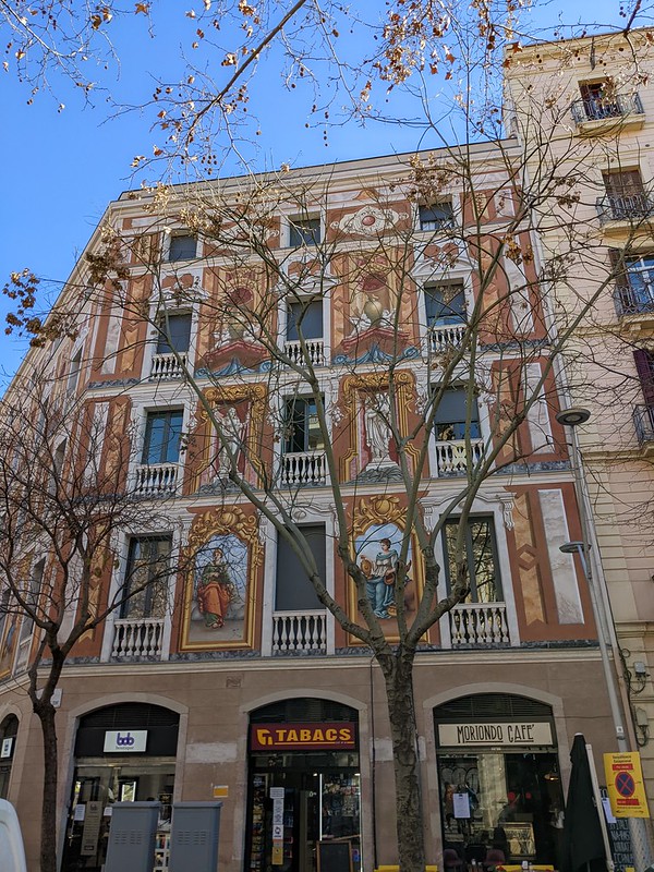 Facade decorated with religious murals