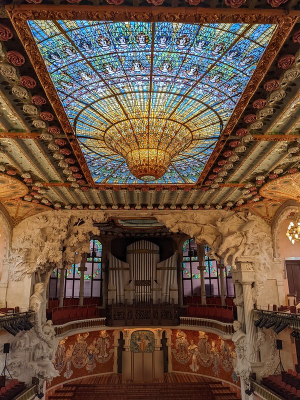 View of the sky light in the concert hall from the side