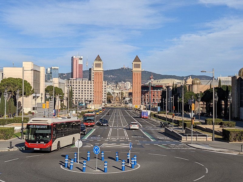View of the Placa de l'Espanya, from the foot of Montjuic