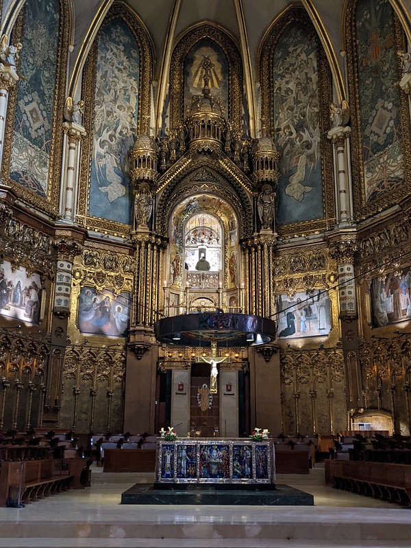 Inside view of the church in Montserrat
