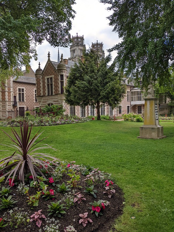 View of Groslot gardens with Cathedral peaking out in the background