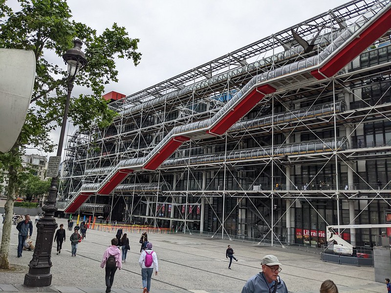 Centre Pompidou in Paris, designed with the piping and services on the outside.