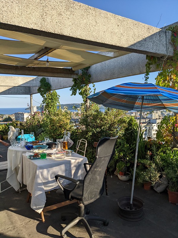 Alfresco dining on the top of an apartment block in Varna