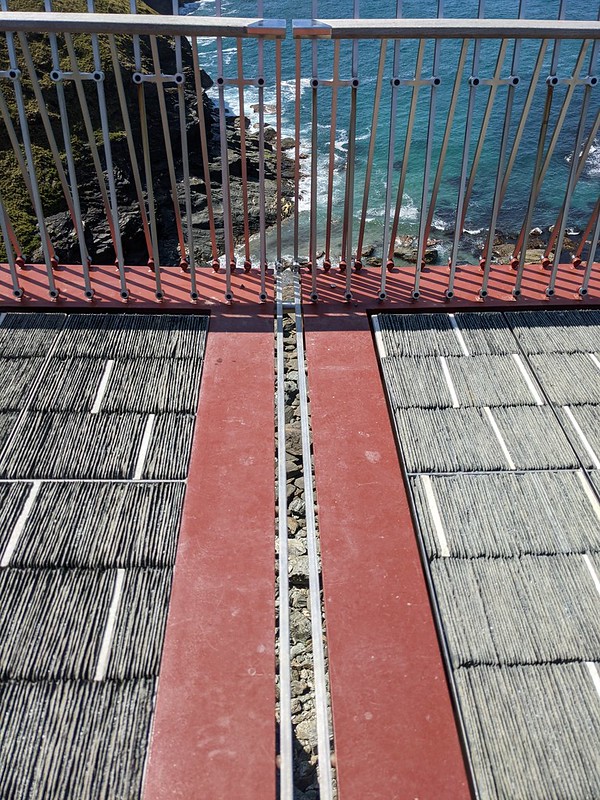 Looking down into the sea through the 40mm gap in the cantilever bridge