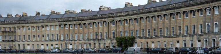 Crescent of large terraced houses