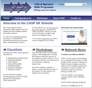 Homepage of CASP UK