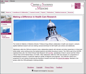 Homepage of Centre for Statistics in Medicine