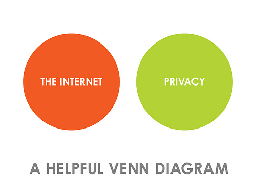 Venn Diagram showing no overlap between a circle for The Internet and a circle for Privacy.