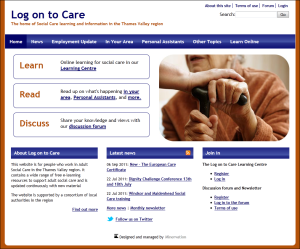 Homepage of Log on to Care