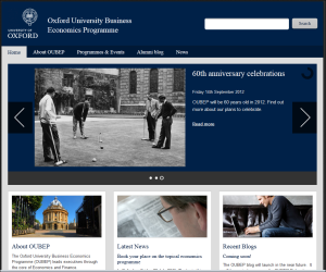 Homepage of Oxford University Business Economics Programme