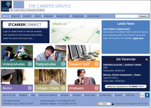 Homepage of  Oxford University Careers Service