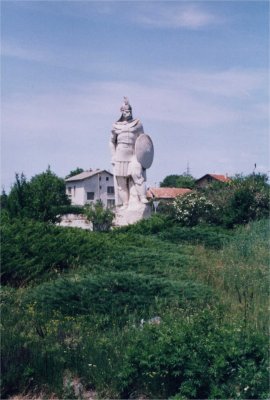 Statue of Bulgarian Khan near Pliska, the first Bulgarian Capital