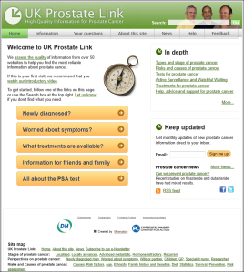 Homepage of the UK Prostate Link website